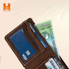 Hingare Handmade Wallet Genuine Crazy Horse Leather Male Short Wallet