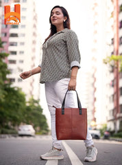 Anti-Red Brown Genuine Leather Shoulder Bag for Women's Original Cow Leather Tote Bag with tote bag fashion model
