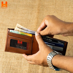 Classical Original Leather Wallet for Men's grain cow leather brown Wallet