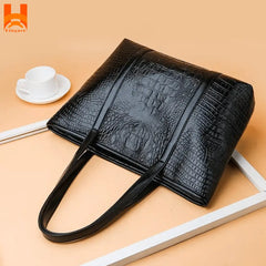 Crocodile Pattern Genuine Leather Women Handbag Large Capacity Tote Bag