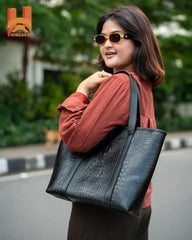 Hingare Crocodile Pattern Genuine Leather Women Handbag Large Capacity Tote Bag with fashion model leather bag