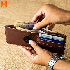 Handmade Genuine Leather Wallet For Men's Hand Sewing Bifold Men's Wallet - H22