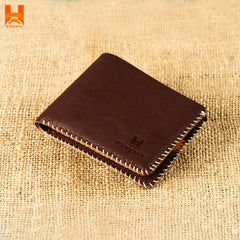 Handmade Genuine Leather Wallet For Men's Hand Sewing Bifold Men's Wallet - H33