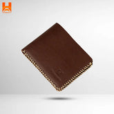 Handmade Genuine Leather Wallet For Men's Hand Sewing Bifold Men's Wallet - H44