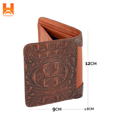 Hingare Crocodile Pattern Genuine Leather Wallet Unique Short Wallet