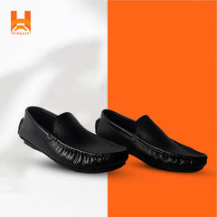 Hingare Genuine Leather Men's Shoes Textured Print Casual Slip On Loafers