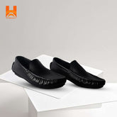 Hingare Genuine Leather Men's Shoes Textured Print Casual Slip On Loafers