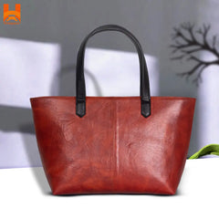 Horizontal Anti-Red Brown Genuine Leather Shoulder Bag Original Cow Leather Tote Bag