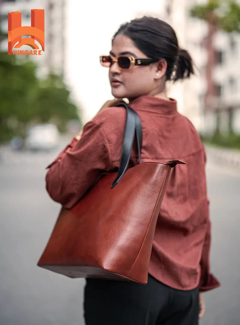 Horizontal Anti Red Brown Genuine Leather Shoulder Bag Original Cow Leather Tote Bag With Fashion Model