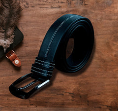 Hingare Men's Double Stitching Leather Belt 100% Genuine Leather Belts (Enclosed in Gift Box)
