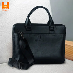 Large Capacity Latest Black Genuine Leather Office Bag For Professional Laptop Bag