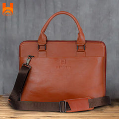 Large Capacity Latest Light Brown Genuine Leather Office Bag For Professional Laptop Bag