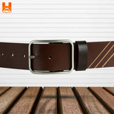 Laser Cut 3 Line Desgin Genuine Leather Belts for Men's 2" Wide One Part Cowhide Leather Belt