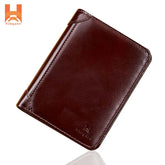 Oily Genuine Leather Men's Short Wallet Best Leather Tri-Fold Wallet