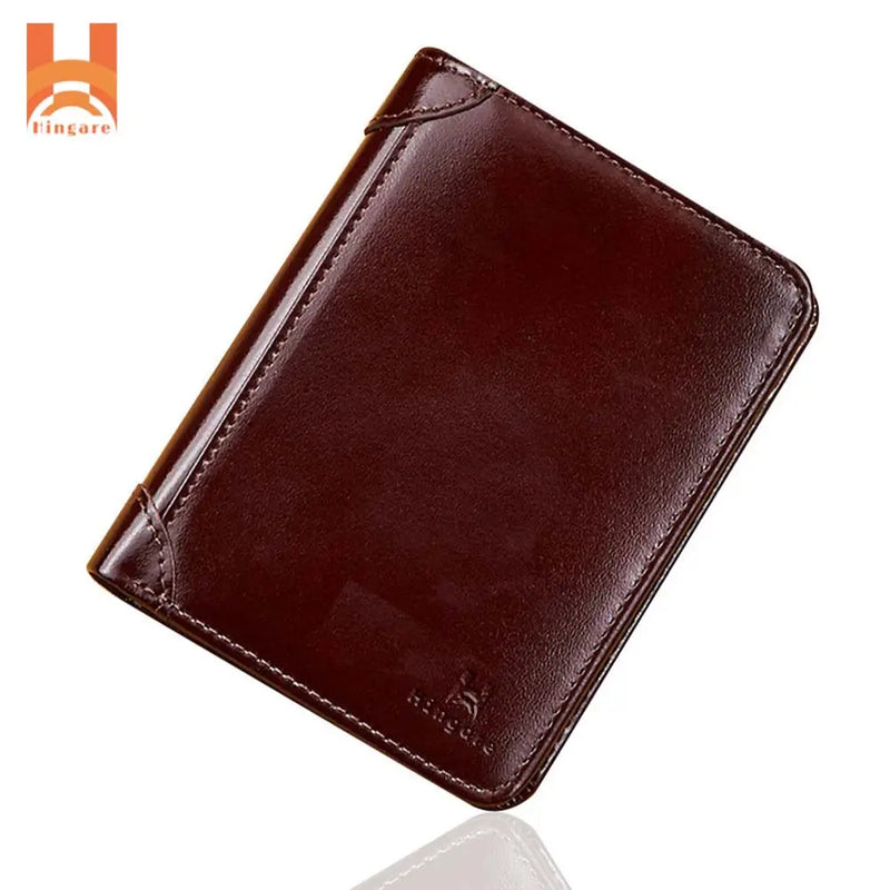 Oily Genuine Leather Men's Short Wallet Best Leather Tri-Fold Wallet
