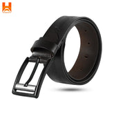 Only Middle Line Embossed Genuine Leather Belts for Men's 2" Wide One Part Cowhide Leather Belt