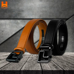 Smart Lifestyle "S" Design Gear Buckle Genuine Leather Belts Formal & Casual Original Leather Men's Gear Belt