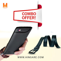 Hingare 100% Genuine Leather Long Wallet & Double Stitching Belts Combo