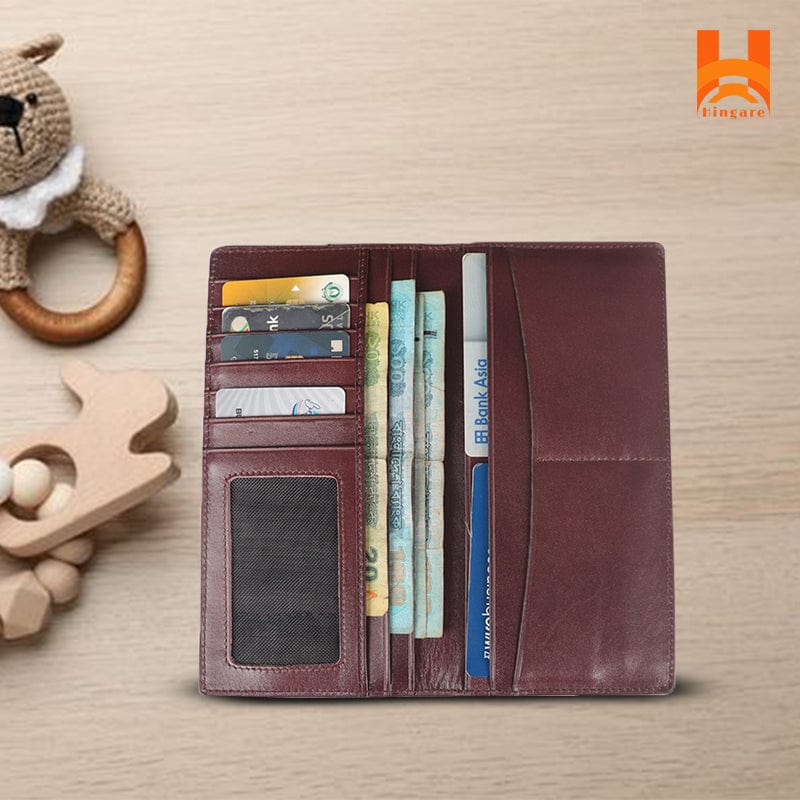 Premium Leather Long Wallet by Hingare 100% Original Premium Quality Leather Long Wallet