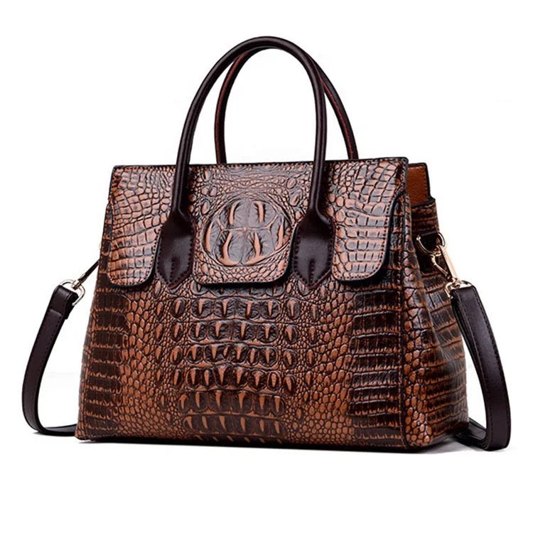 Hingare Crocodile Pattern Genuine Leather Luxury Women Handbags Bag