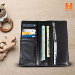 Premium Leather Long Wallet by Hingare 100% Original Premium Quality Leather Long Wallet