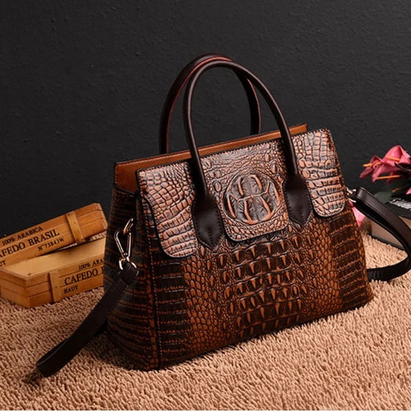Hingare Crocodile Pattern Genuine Leather Luxury Women Handbags Bag