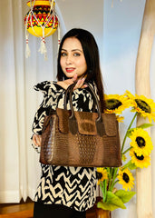 Hingare Crocodile Pattern Genuine Leather Luxury Women Handbags Bag