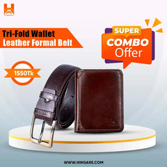 Best Genuine Leather Men's Short Wallet & Original Leather 3 Part Formal Belt Combo