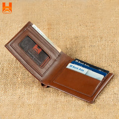 Classical Original Leather Wallet for Men's grain cow leather brown Wallet