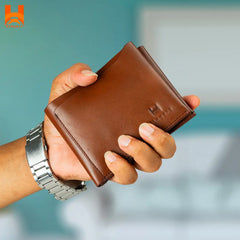 Classical Original Leather Wallet for Men's grain cow leather brown Wallet