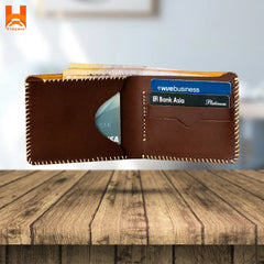 Handmade Genuine Leather Wallet For Men's Hand Sewing Bifold Men's Wallet - H44