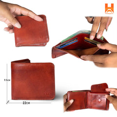 Hingare 100% Leather Bi-Fold Short Wallet Soft Genuine Leather Men's Wallet