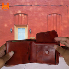 Hingare 100% Leather Bi-Fold Short Wallet Soft Genuine Leather Men's Wallet