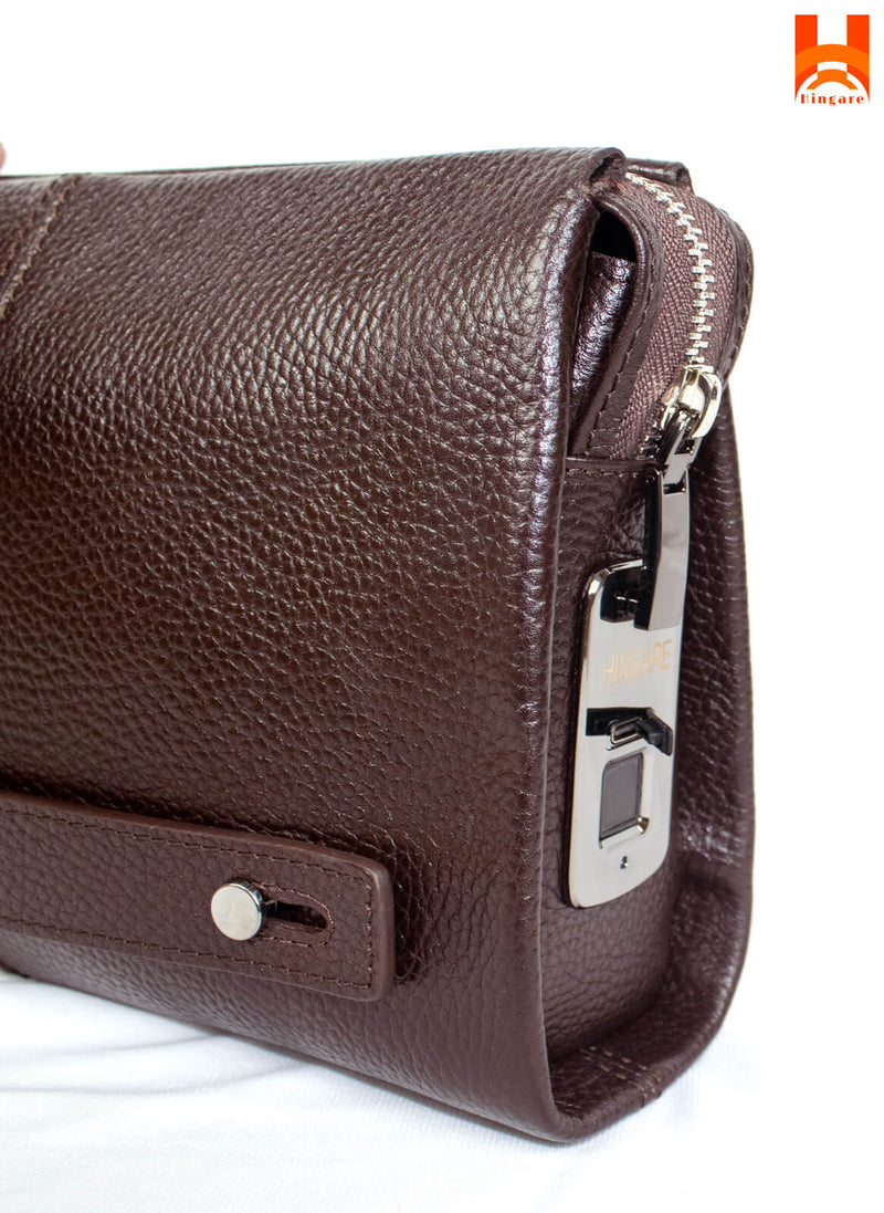 Hingare Smart Anti-Theft Fingerprint Lock Handbags Genuine Leather Large Capacity bag