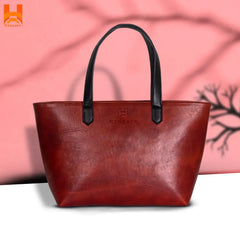 Horizontal Anti-Red Brown Genuine Leather Shoulder Bag Original Cow Leather Tote Bag