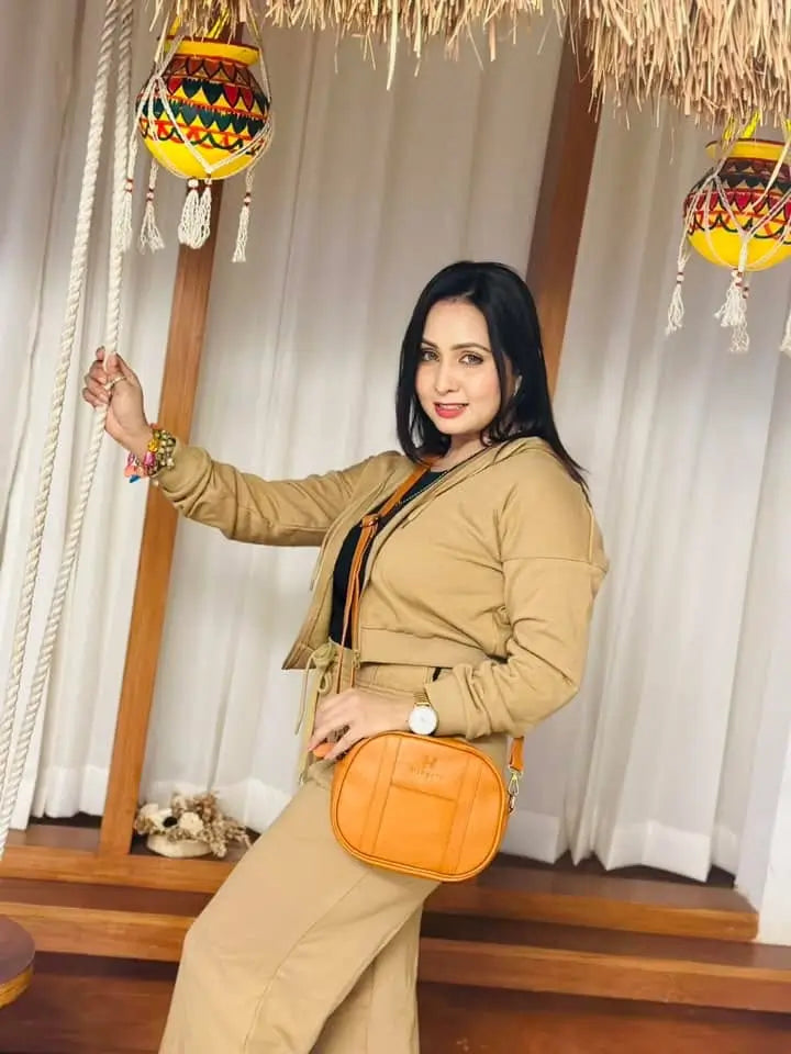 Top-Handle Satchel Fashion Round Handbag Genuine Leather Crossbody Women's Bags