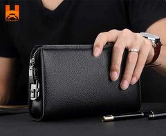 Hingare Genuine Leather Medium Capacity Smart Coded Lock Clutch Bag