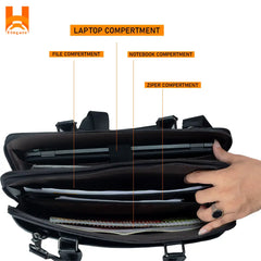 Large Capacity Latest Black Genuine Leather Office Bag For Professional Laptop Bag