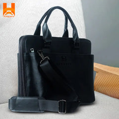 Large Capacity Latest Black Genuine Leather Office Bag For Professional Laptop Bag