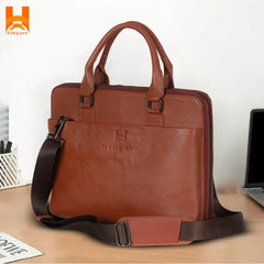 Large Capacity Latest Light Brown Genuine Leather Office Bag For Professional Laptop Bag
