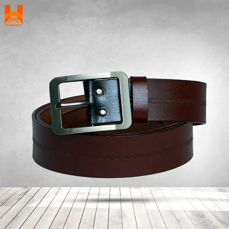 Middle Line Roller Embossed Men's Genuine Leather Belt Formal & Casual 100% Original Leather Belts