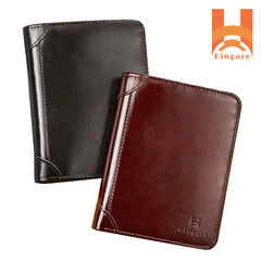Oily Genuine Leather Men's Short Wallet Best Leather Tri-Fold Wallet