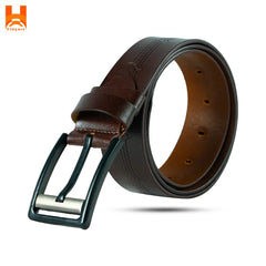Only Middle Line Embossed Genuine Leather Belts for Men's 2" Wide One Part Cowhide Leather Belt
