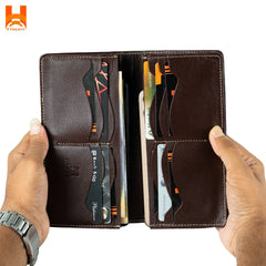 Plain Soft Full Genuine Leather Long Wallet Premium Quality Double Gadget Leather Wallet
