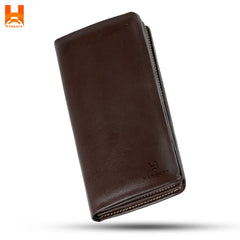 Plain Soft Full Genuine Leather Long Wallet Premium Quality Double Gadget Leather Wallet
