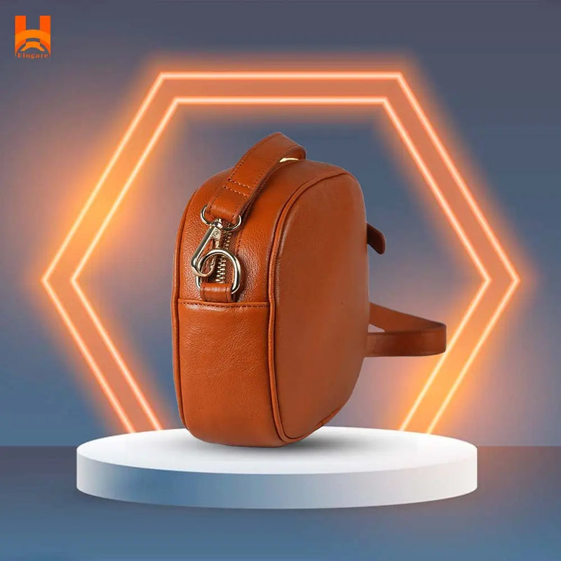 Top-Handle Satchel Fashion Round Handbag Genuine Leather Crossbody Women's Bags